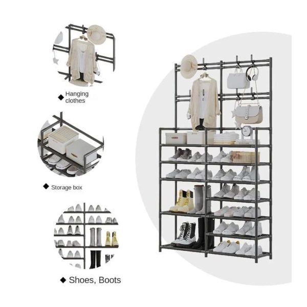 Multifunctional Double Row Shoe Rack