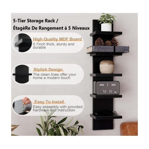 5 Tier Wall Mounted Floating Shelf