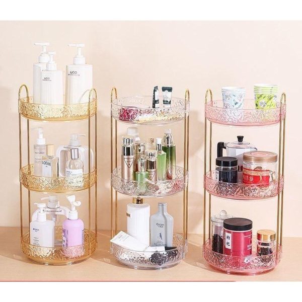 2 Layer 360 Rotating Makeup Storage Rack
